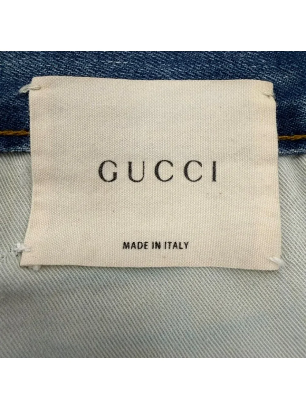 Gucci Logo Leather Patch Snake Embroidery Button Fly Denim Pants Blue 30